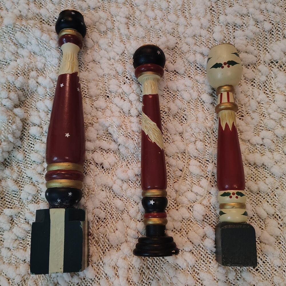 Vintage 3 Santa Candlestick Set 1995 House of Lloyd Christmas Around the World - Picture 6 of 10